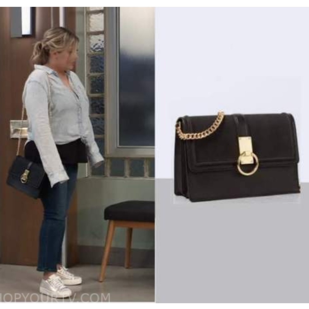 ALDO Black Gold Chain Flap Shoulder Bag Crossbody